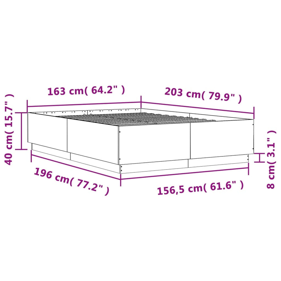 Bedframe bewerkt hout betongrijs 160x200 cm