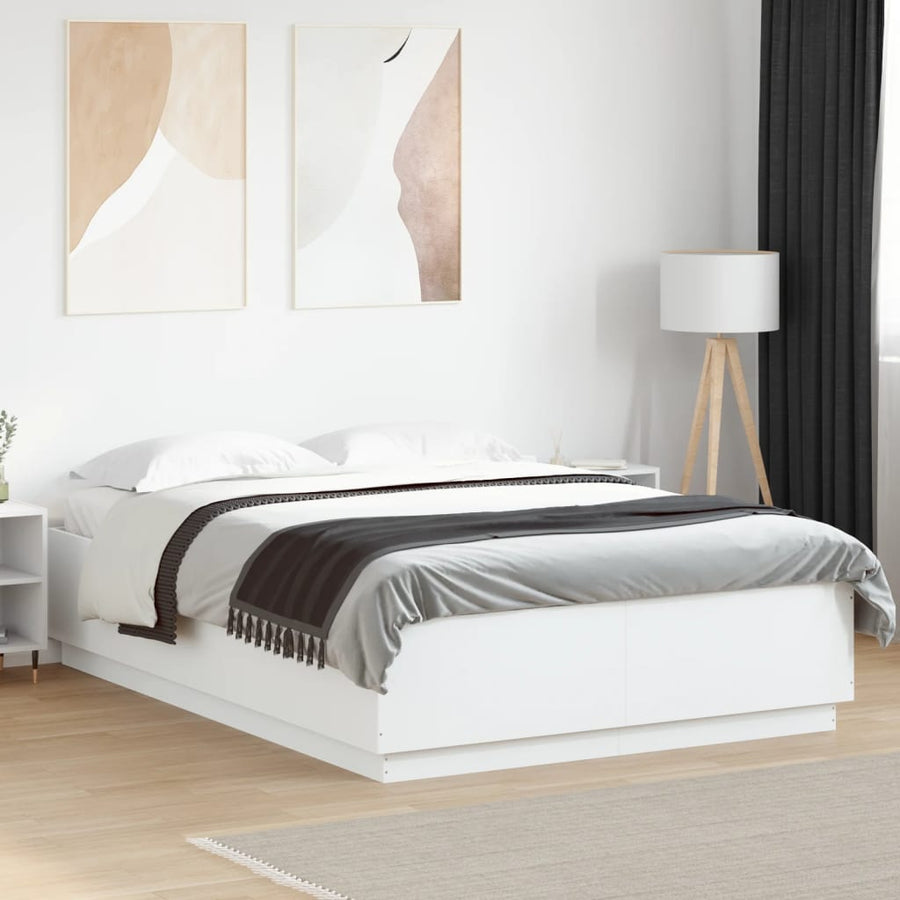 Bedframe Bewerkt Hout Wit 150X200 Cm