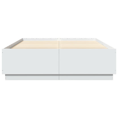 Bedframe Bewerkt Hout Wit 150X200 Cm