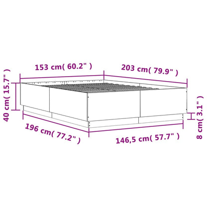 Bedframe Bewerkt Hout Zwart 150X200 Cm Donkerbruin