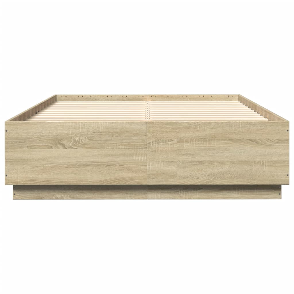 Bedframe Bewerkt Hout Sonoma Eikenkleurig 150X200 Cm