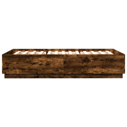 Bedframe Bewerkt Hout Gerookt Eikenkleurig 150X200 Cm