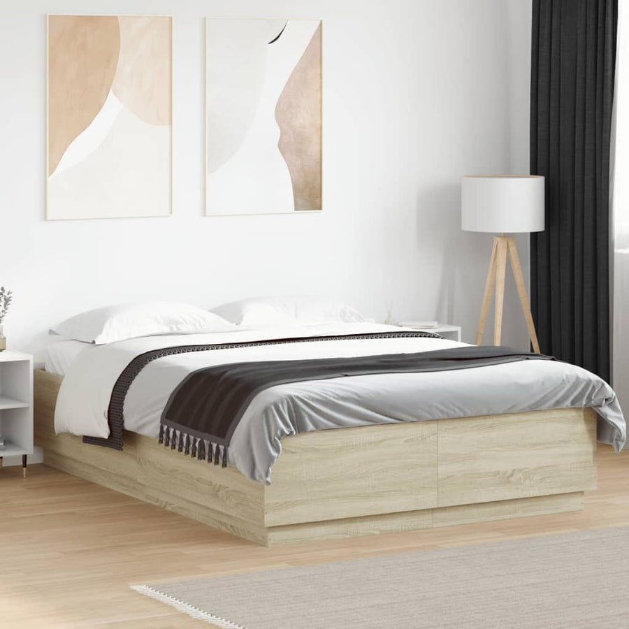Bedframe Bewerkt Hout Sonoma Eikenkleurig 140X200 Cm