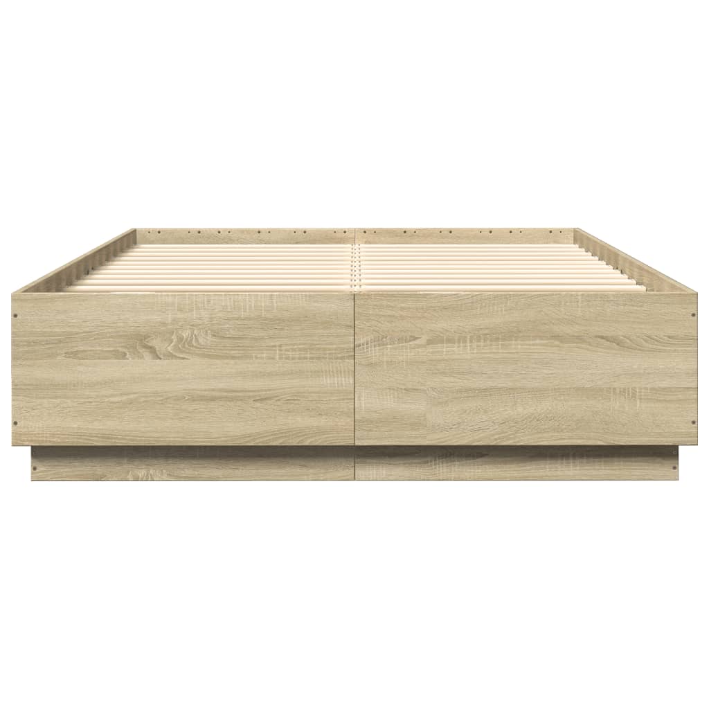 Bedframe Bewerkt Hout Sonoma Eikenkleurig 140X200 Cm