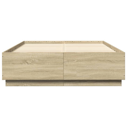 Bedframe Bewerkt Hout Sonoma Eikenkleurig 140X200 Cm