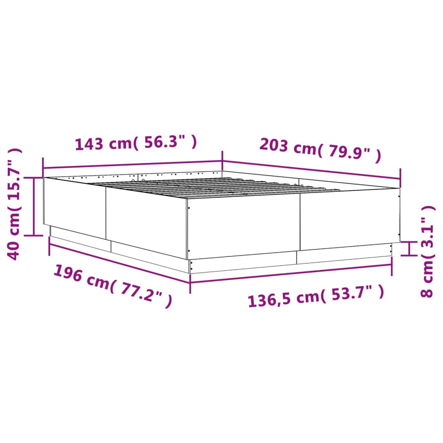 Bedframe Bewerkt Hout Sonoma Eikenkleurig 140X200 Cm