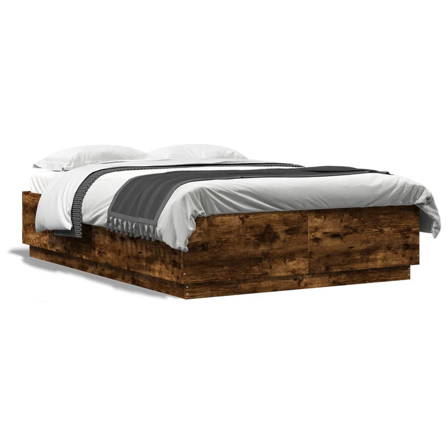 Bedframe bewerkt hout gerookt eikenkleurig 120x200 cm