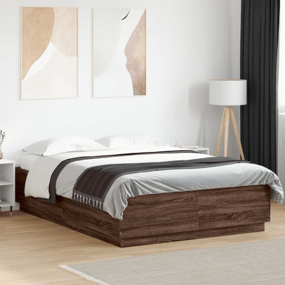 Bedframe bewerkt hout bruin eikenkleur 120x200 cm