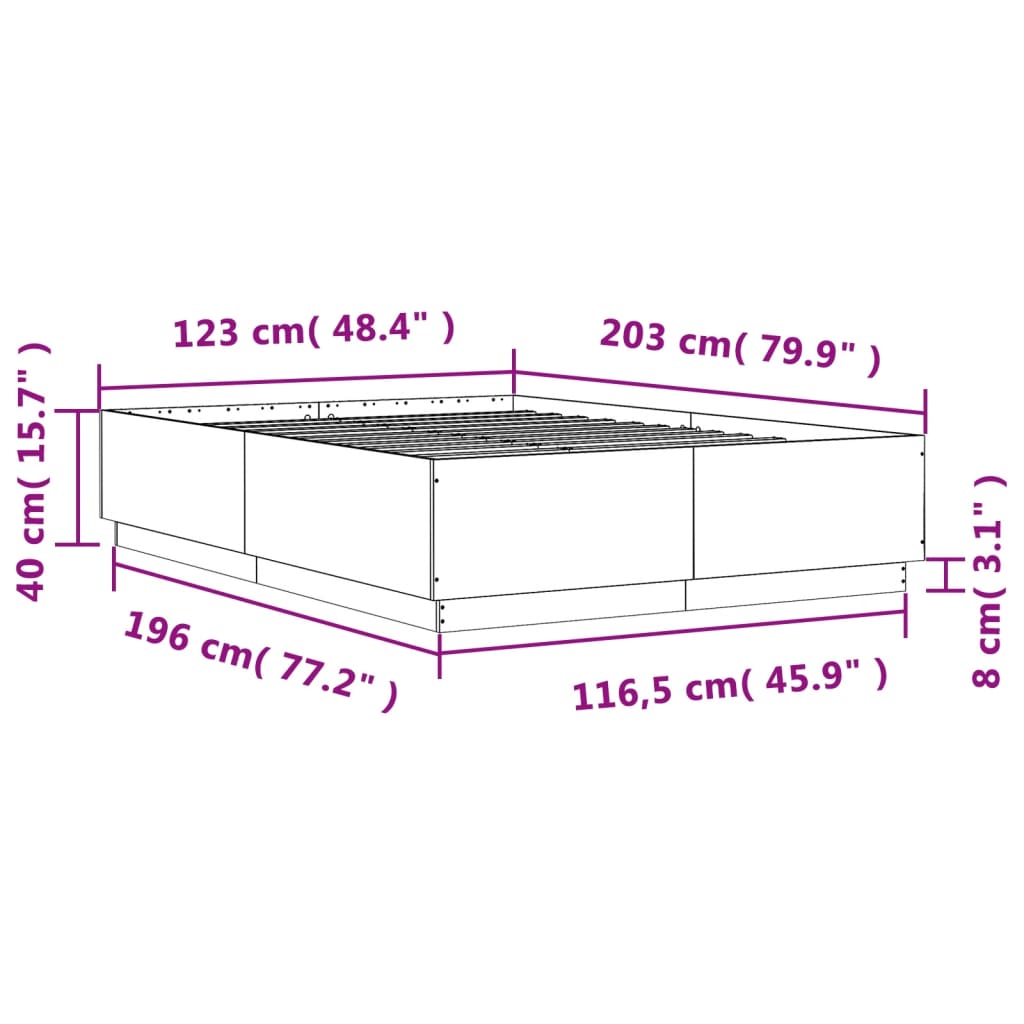 Bedframe bewerkt hout bruin eikenkleur 120x200 cm