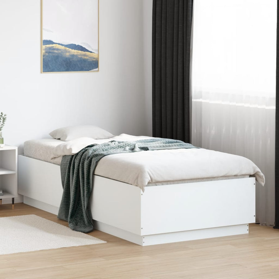 Bedframe bewerkt hout wit 100x200 cm