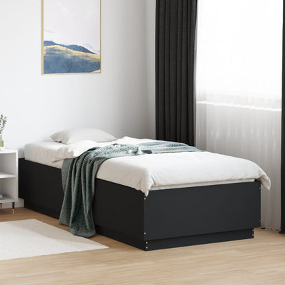 Bedframe bewerkt hout zwart 100x200 cm