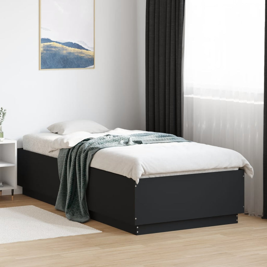 Bedframe bewerkt hout zwart 100x200 cm