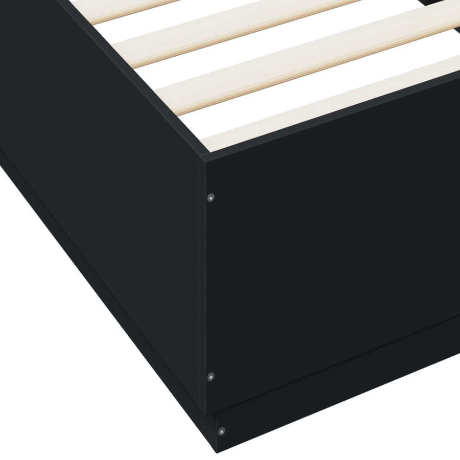 Bedframe bewerkt hout zwart 100x200 cm