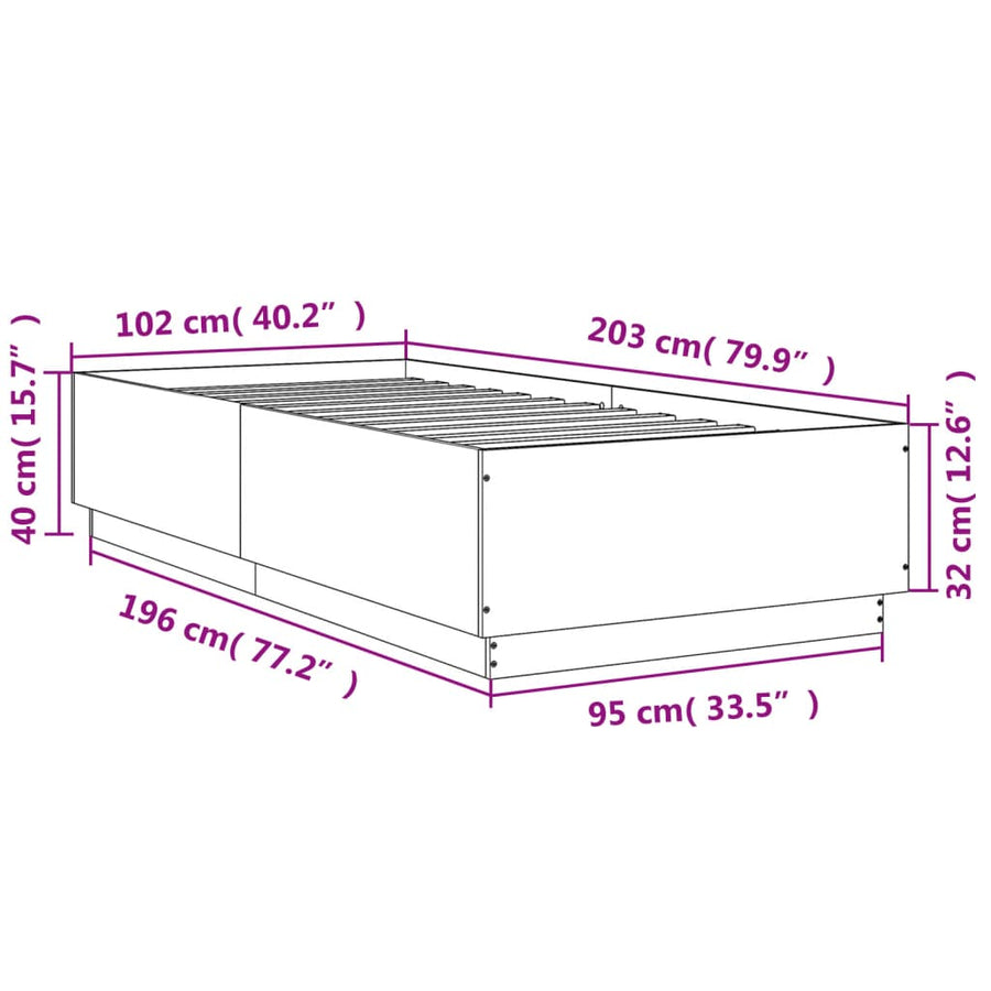Bedframe bewerkt hout zwart 100x200 cm