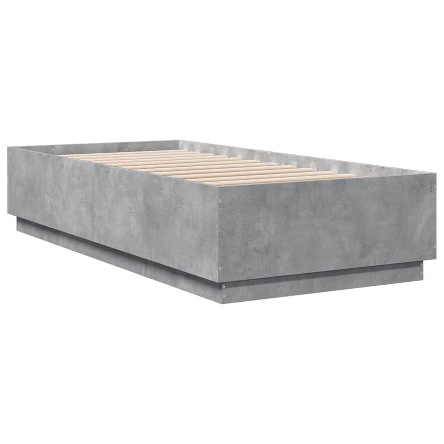 Bedframe bewerkt hout betongrijs 100x200 cm