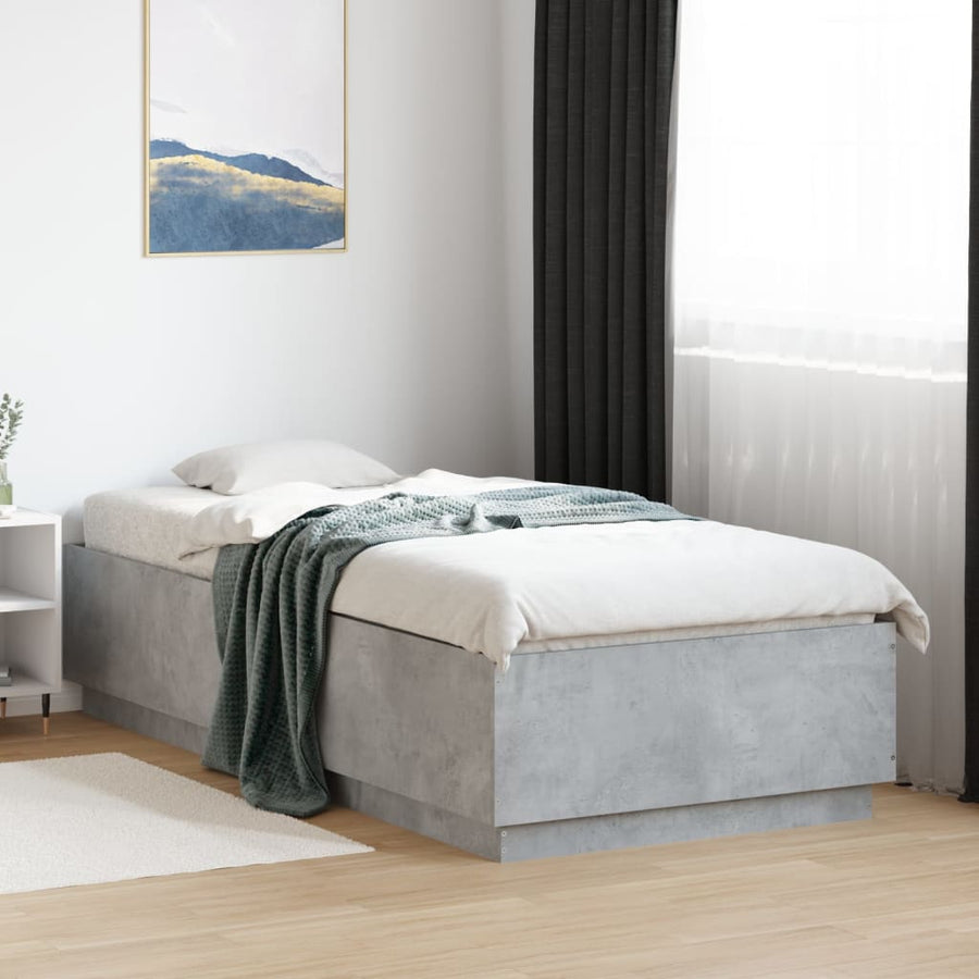 Bedframe bewerkt hout betongrijs 100x200 cm
