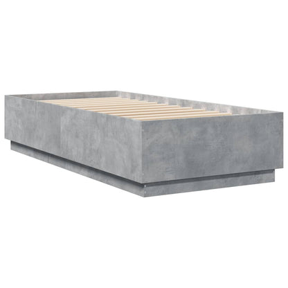 Bedframe bewerkt hout betongrijs 100x200 cm