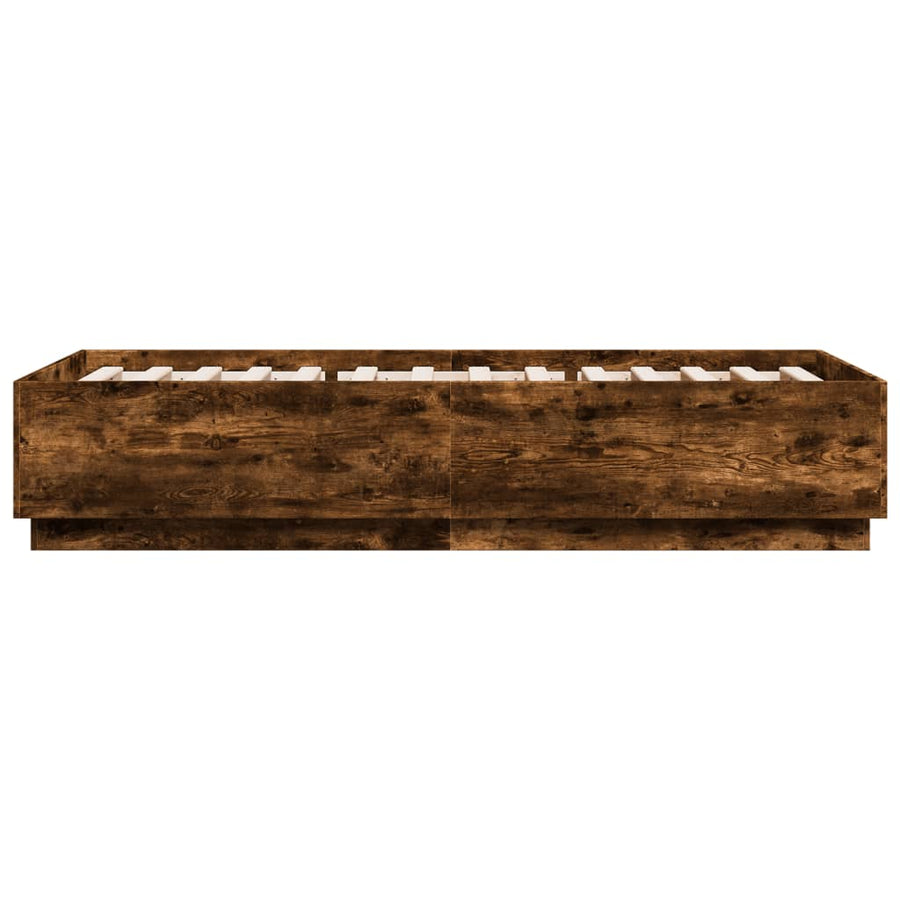 Bedframe bewerkt hout gerookt eikenkleurig 100x200 cm