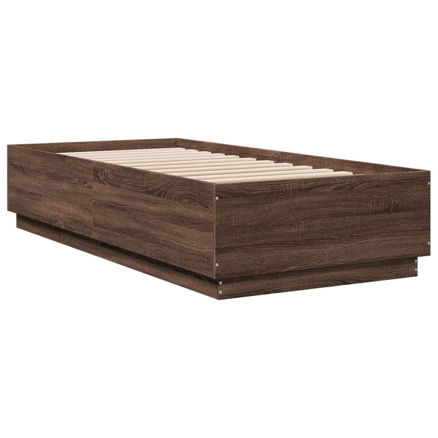 Bedframe bewerkt hout bruin eikenkleur 100x200 cm