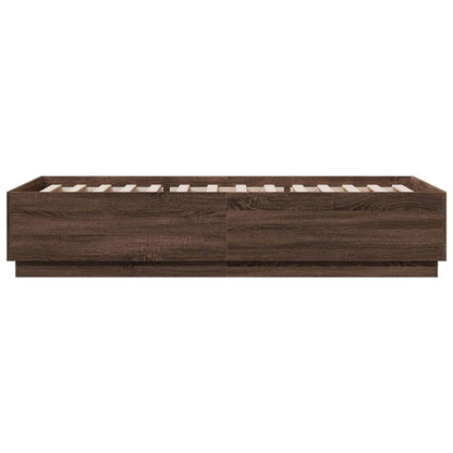Bedframe bewerkt hout bruin eikenkleur 100x200 cm