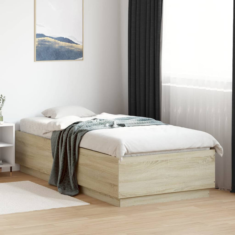 Bedframe bewerkt hout sonoma eikenkleurig 90x200 cm