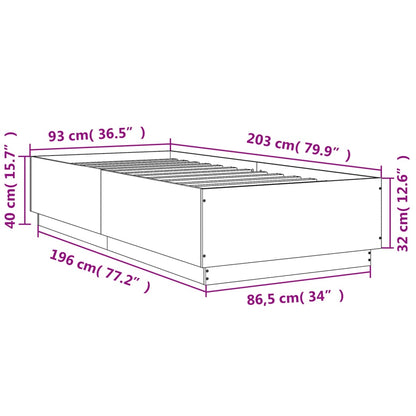 Bedframe bewerkt hout sonoma eikenkleurig 90x200 cm