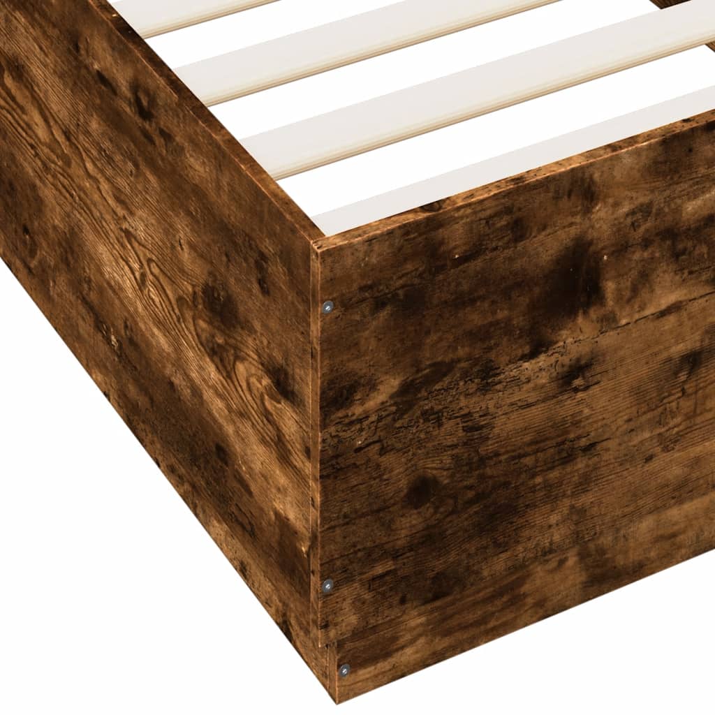 Bedframe bewerkt hout gerookt eikenkleurig 90x200 cm
