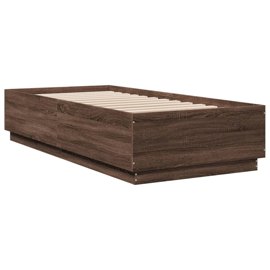 Bedframe bewerkt hout bruin eikenkleur 90x200 cm