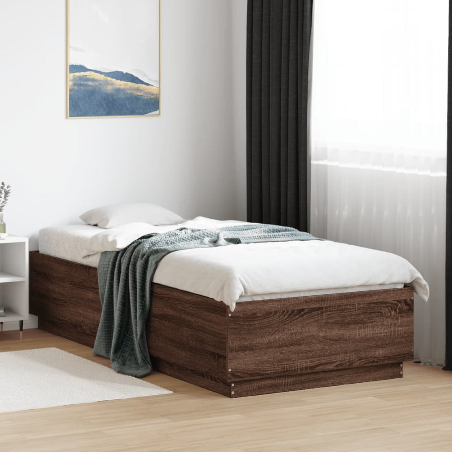 Bedframe bewerkt hout bruin eikenkleur 90x200 cm
