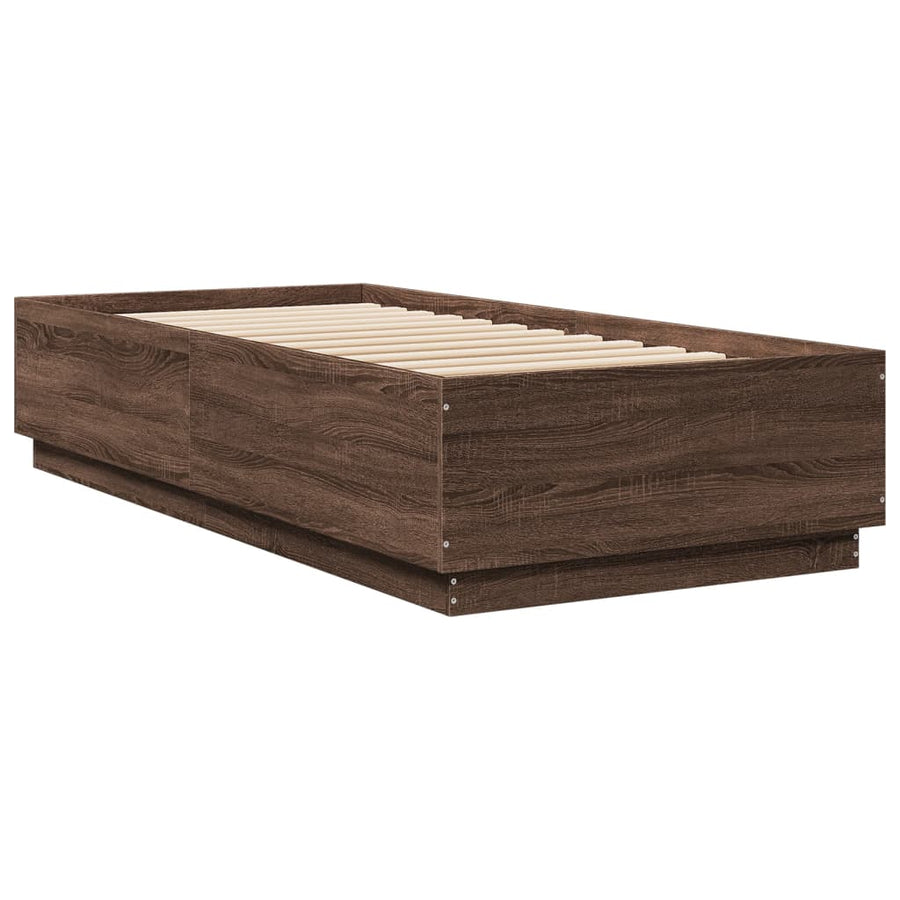 Bedframe bewerkt hout bruin eikenkleur 90x200 cm