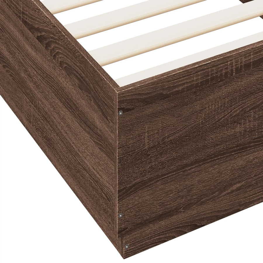 Bedframe bewerkt hout bruin eikenkleur 90x200 cm