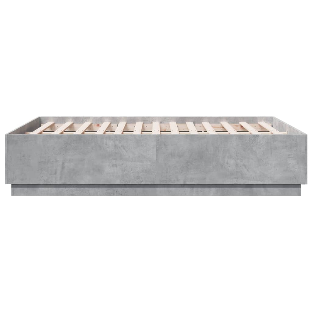 Bedframe bewerkt hout betongrijs 140x190 cm