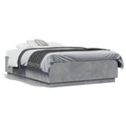 Bed frame carved wood concrete grey 140x190 cm