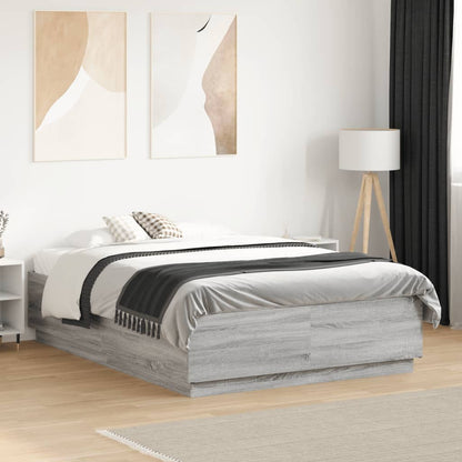 Bedframe bewerkt hout grijs sonoma eikenkleurig 140x190 cm