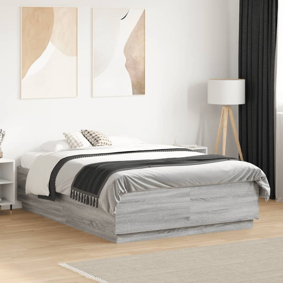 Bedframe bewerkt hout grijs sonoma eikenkleurig 140x190 cm