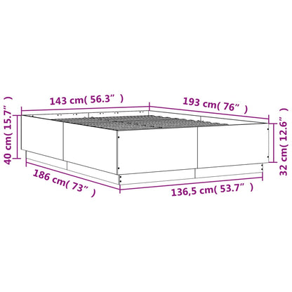 Bedframe bewerkt hout grijs sonoma eikenkleurig 140x190 cm