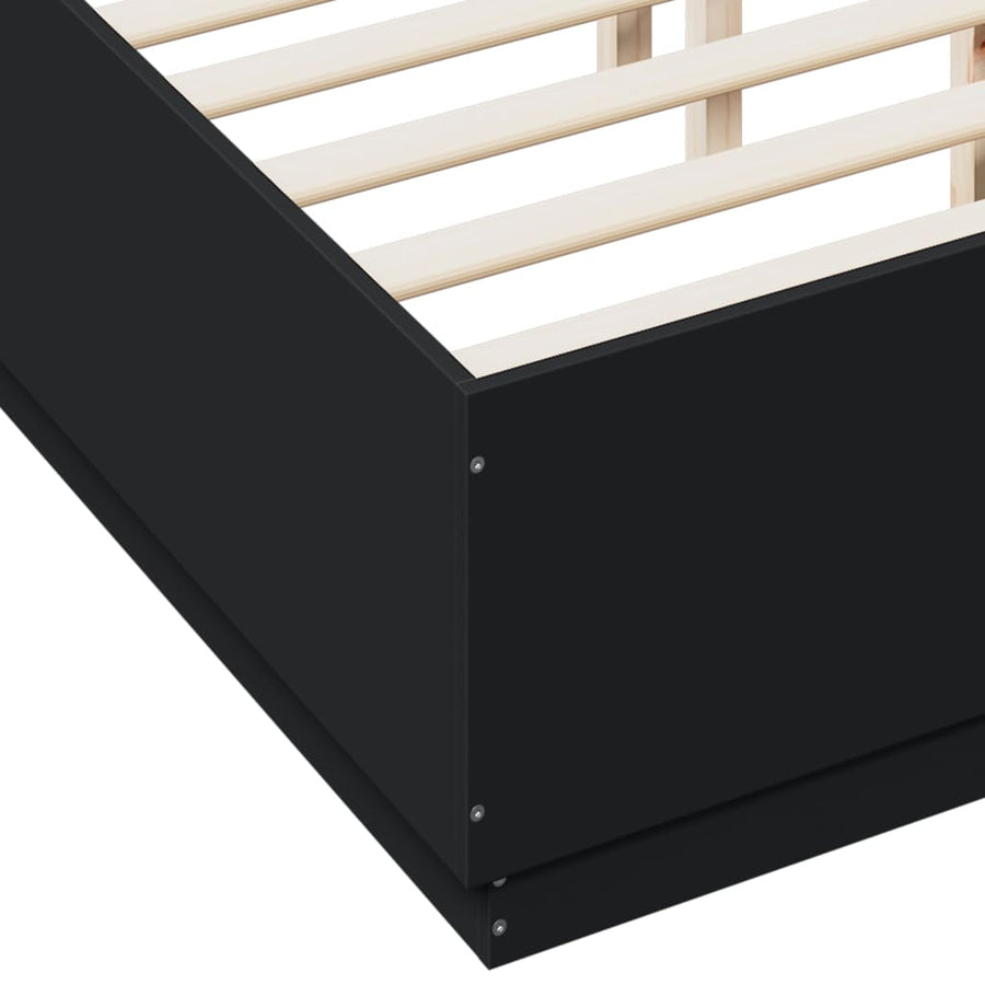 Bedframe bewerkt hout zwart 135x190 cm