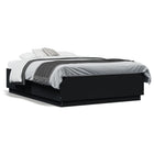 Black carved wooden bed frame 135x190 cm
