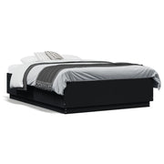 Bedframe bewerkt hout zwart 135x190 cm