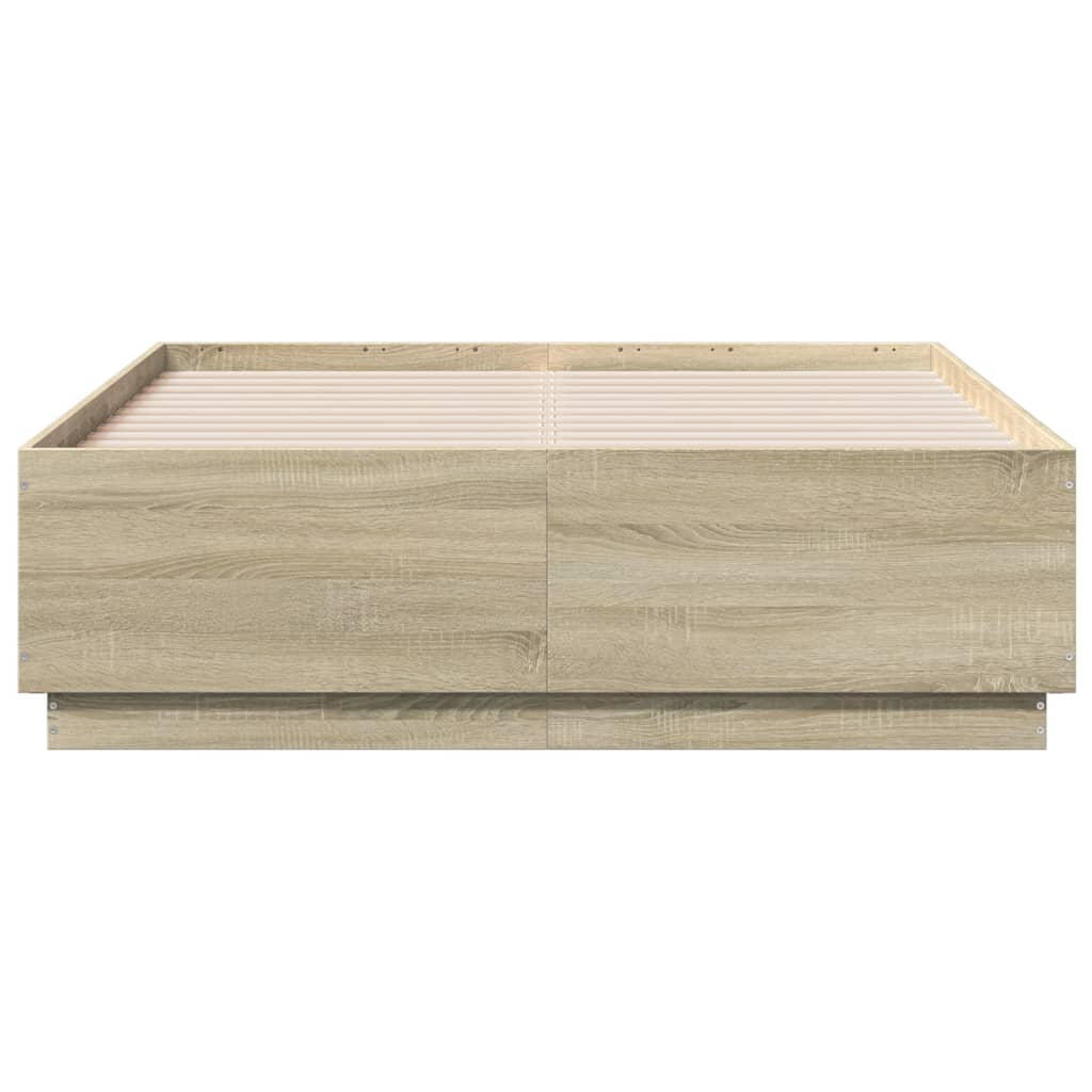 Bedframe bewerkt hout sonoma eikenkleurig 135x190 cm