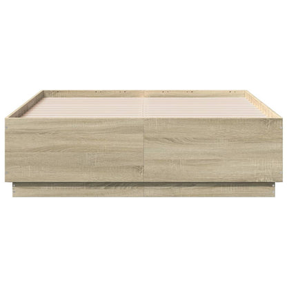 Bedframe bewerkt hout sonoma eikenkleurig 135x190 cm