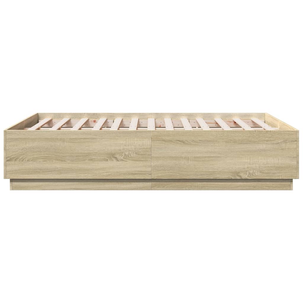Bedframe bewerkt hout sonoma eikenkleurig 135x190 cm