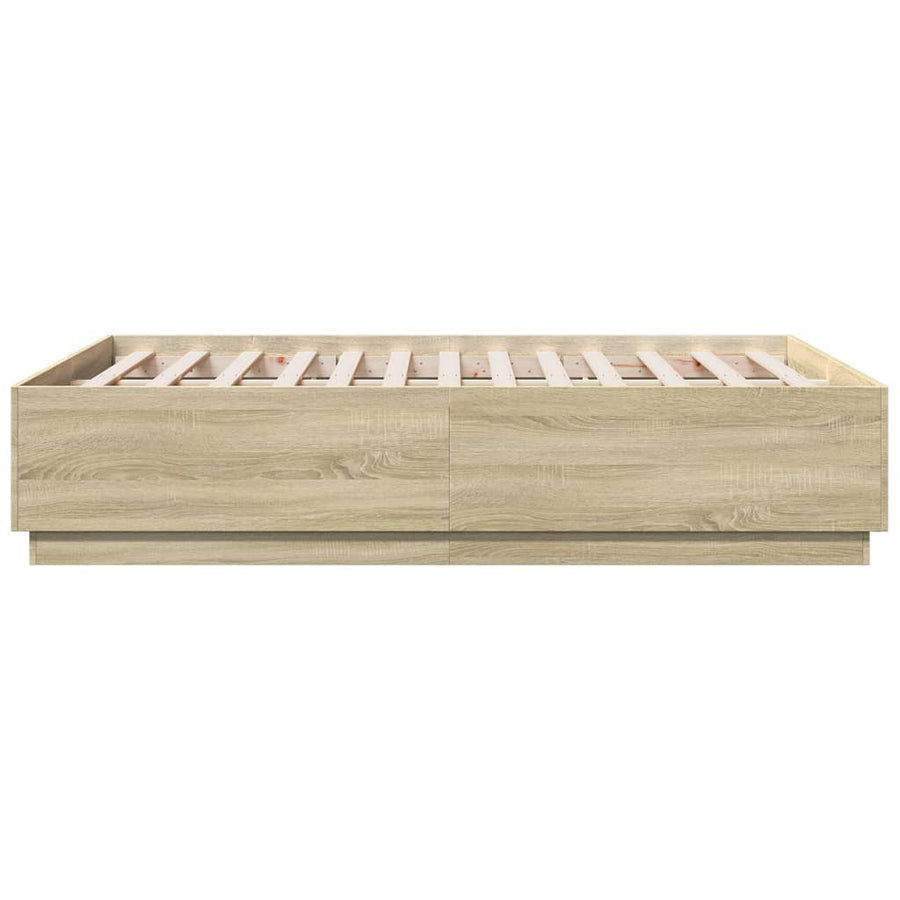 Bedframe bewerkt hout sonoma eikenkleurig 135x190 cm