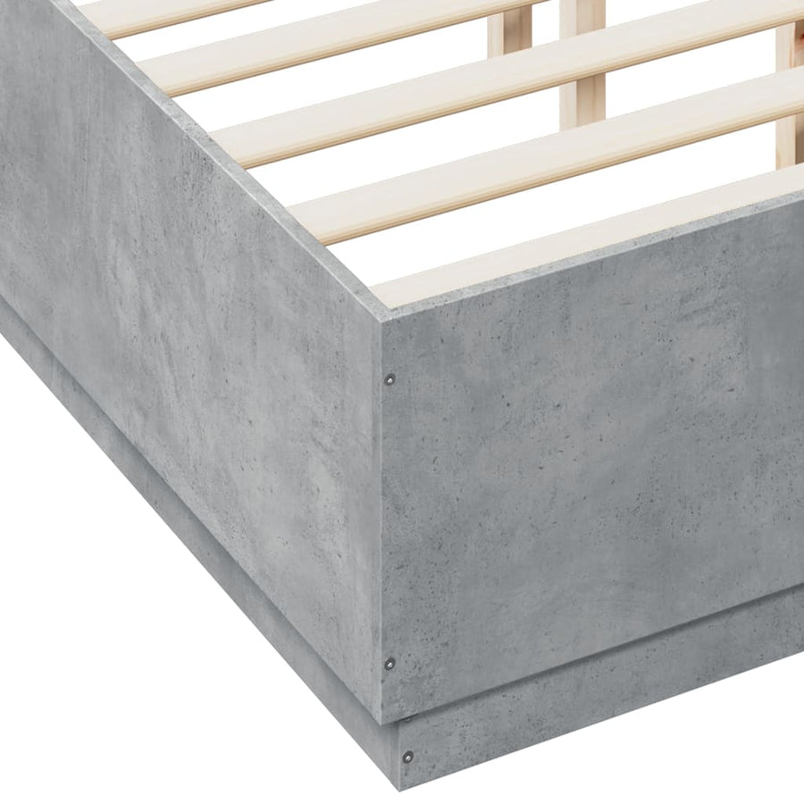 Bedframe bewerkt hout betongrijs 135x190 cm