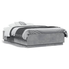 Carved wood bed frame concrete gray 135x190 cm
