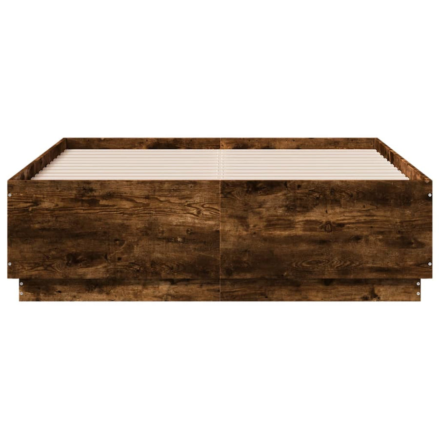 Bedframe bewerkt hout gerookt eikenkleurig 135x190 cm
