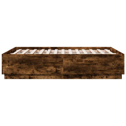Bedframe bewerkt hout gerookt eikenkleurig 135x190 cm