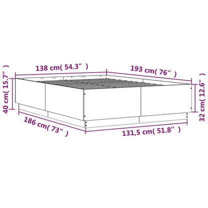 Bedframe bewerkt hout gerookt eikenkleurig 135x190 cm
