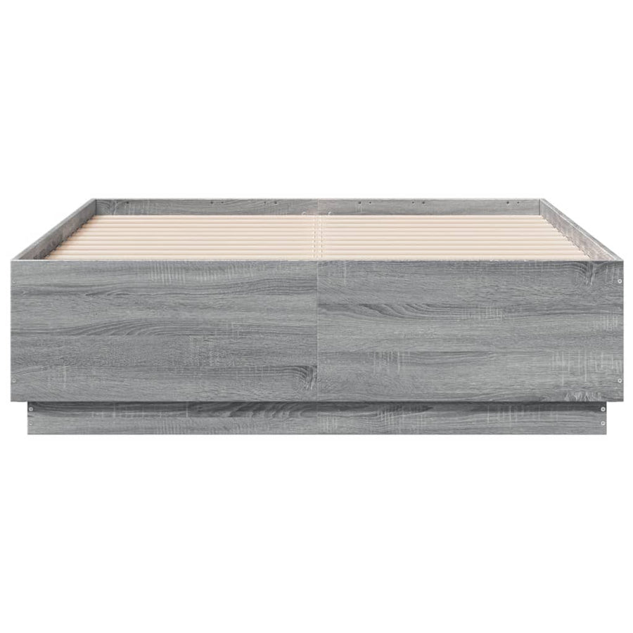 Bedframe bewerkt hout grijs sonoma eikenkleurig 135x190 cm