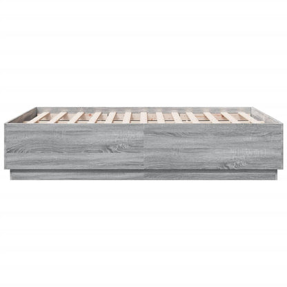 Bedframe bewerkt hout grijs sonoma eikenkleurig 135x190 cm